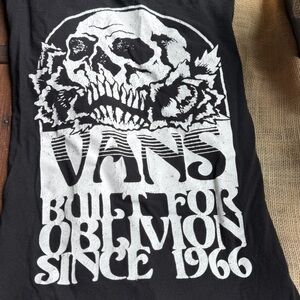 Vans Black Long Sleeve Skull Graphic Tee with White Print